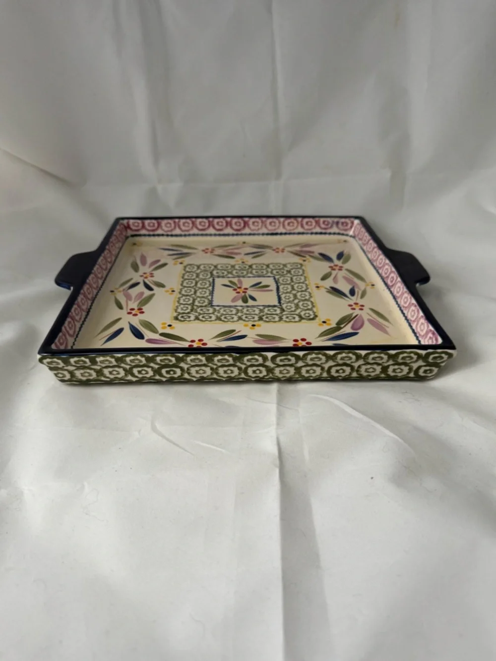 Temptations Old World Ceramic Serving Tray Floral Leaf Pattern